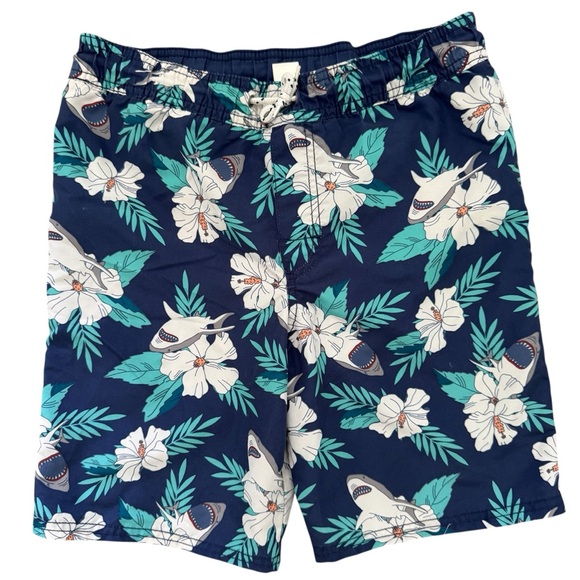 OshKosh B'gosh Boys Blue and White Board Shorts Vibrant Swimwear Size 10 - Picture 1 of 4